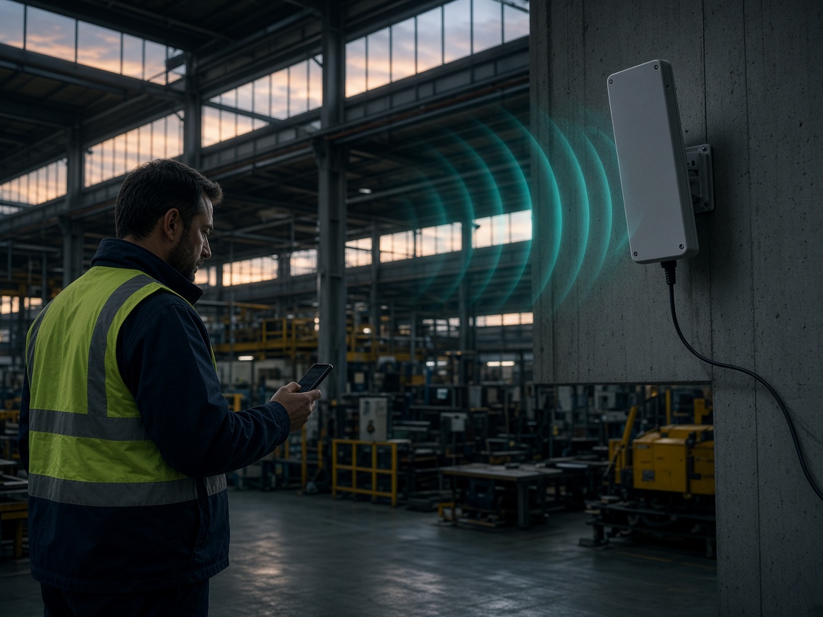 Fabrika GSM sinyal güçlendirici anten ve çalışan telefon kullanımı